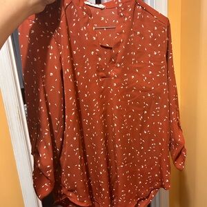 Women's Rust Floral Blouse